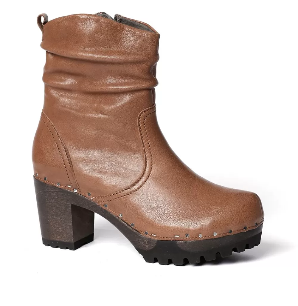 SOFTCLIX O-Bootie Washed Nappa Camel<Frau Stiefeletten