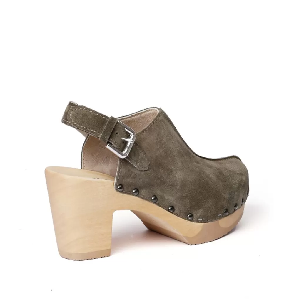 SOFTCLIX Saba Kaschmir Oliv (Natur)<Frau Clogs