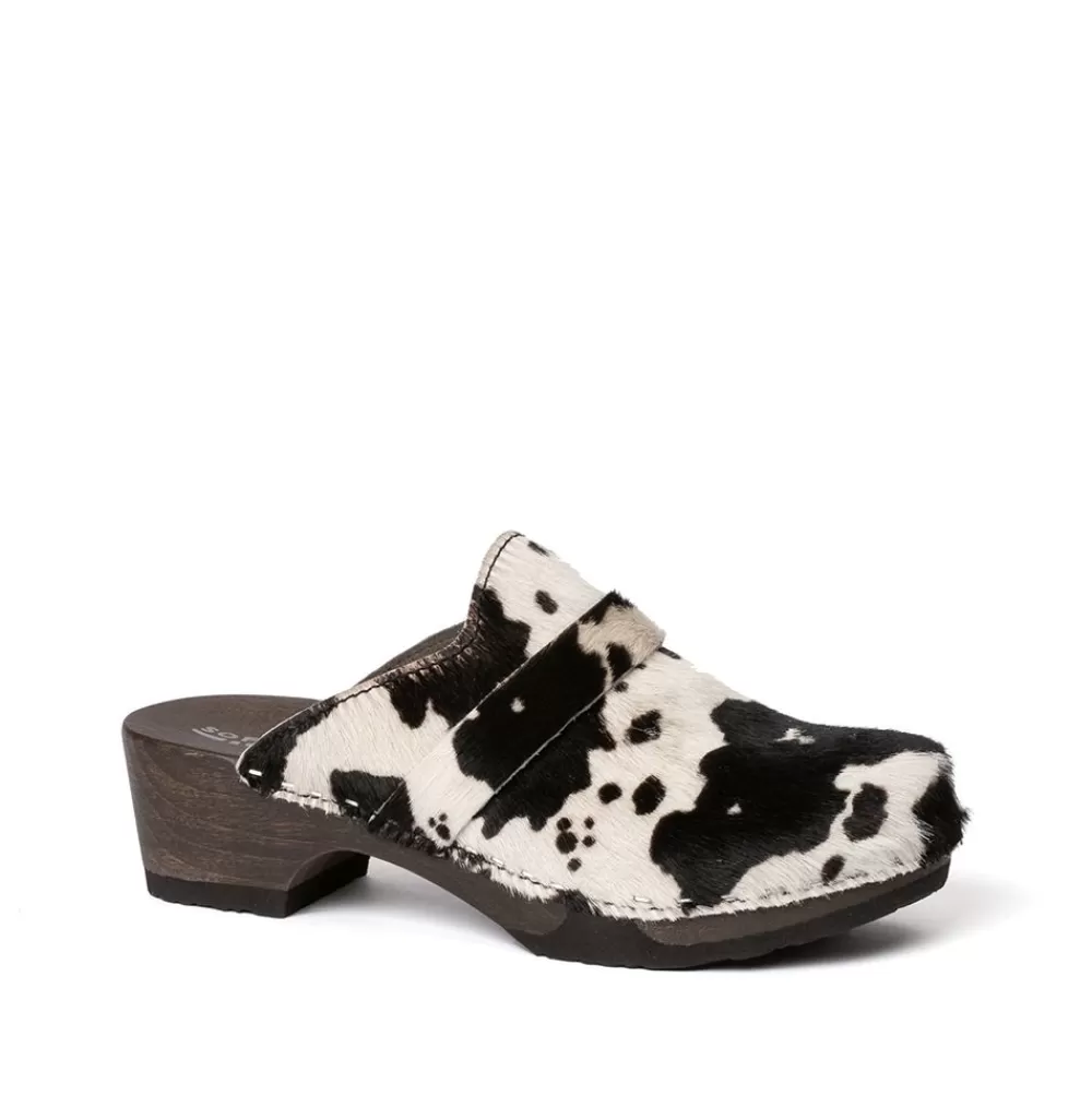 SOFTCLIX Tamina Animalprint Kuh Schwarz (Dunkel)<Frau Clogs