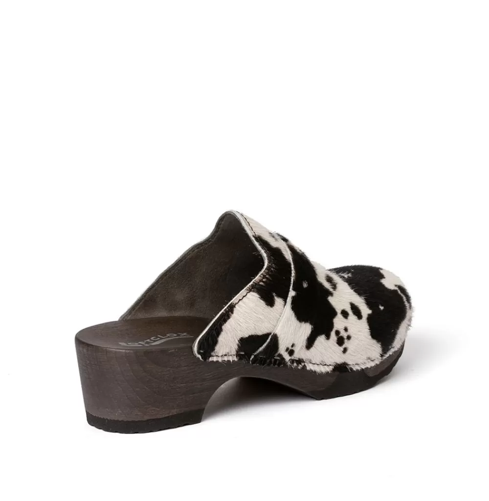 SOFTCLIX Tamina Animalprint Kuh Schwarz (Dunkel)<Frau Clogs